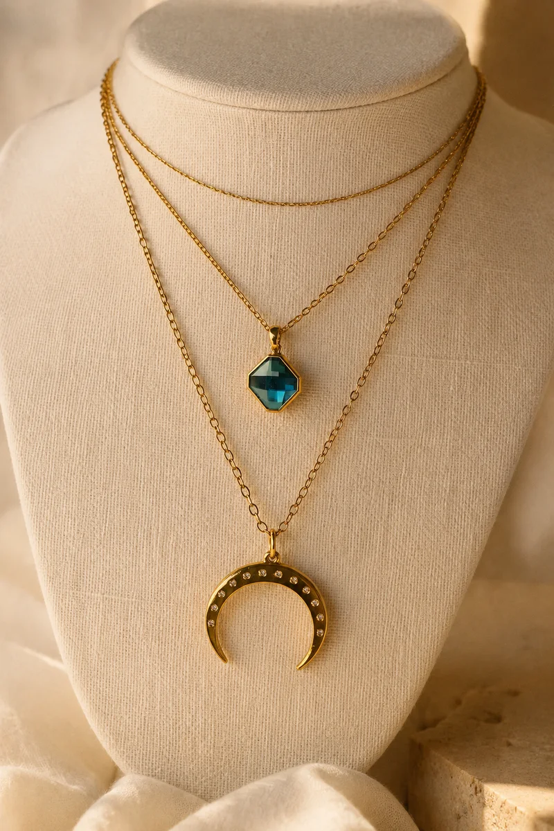 Sample pendant set shown as a layered styling idea